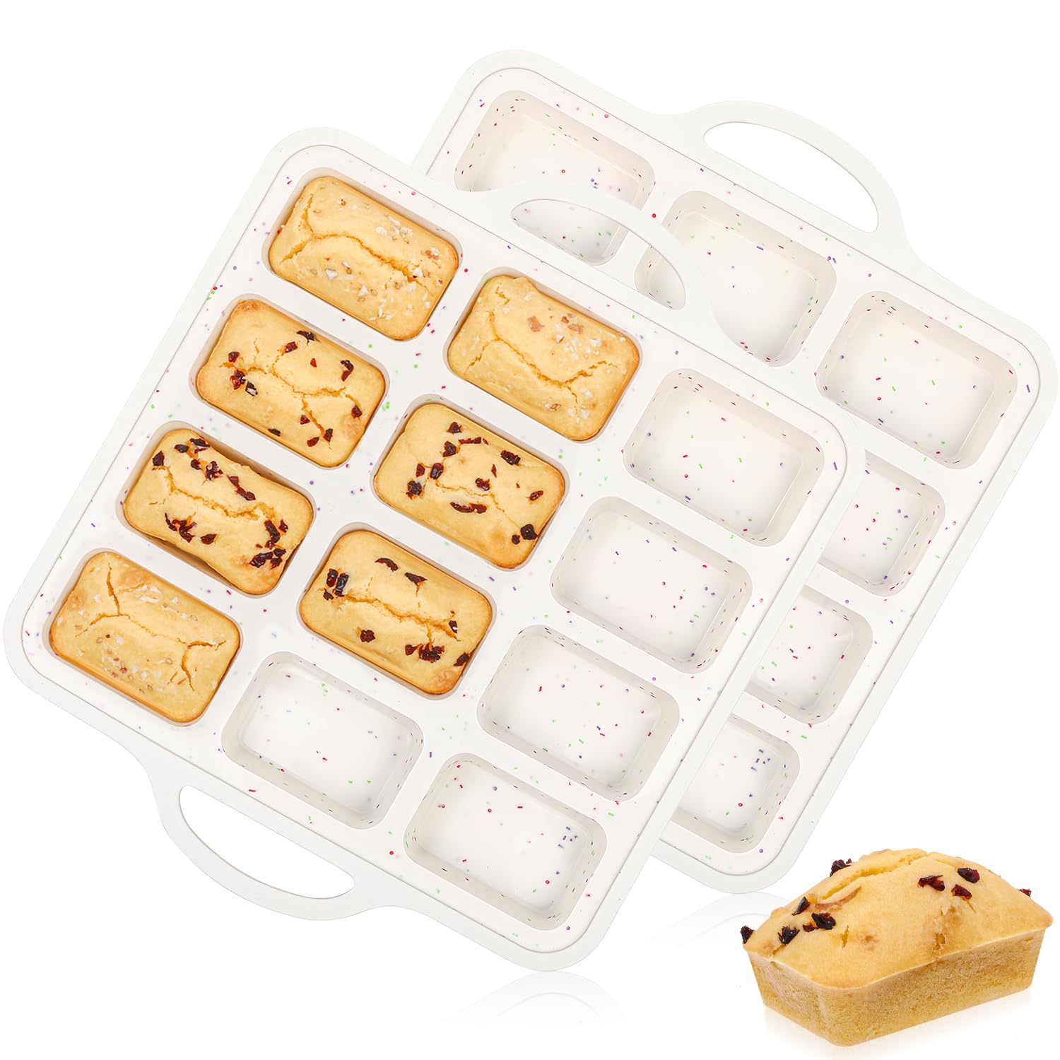 Silicone Mini Loaf Pan with Metal Frame, 12 Cups, Bread Silicone Molds