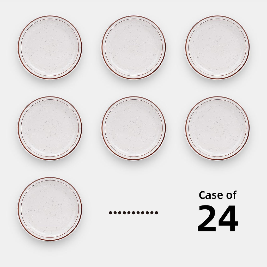 IRESTAURANT PLUS Stoneware Narrow Rim Commercial Grade Dinnerware Brown Speckle, Plate 9 5/8", Case of 24