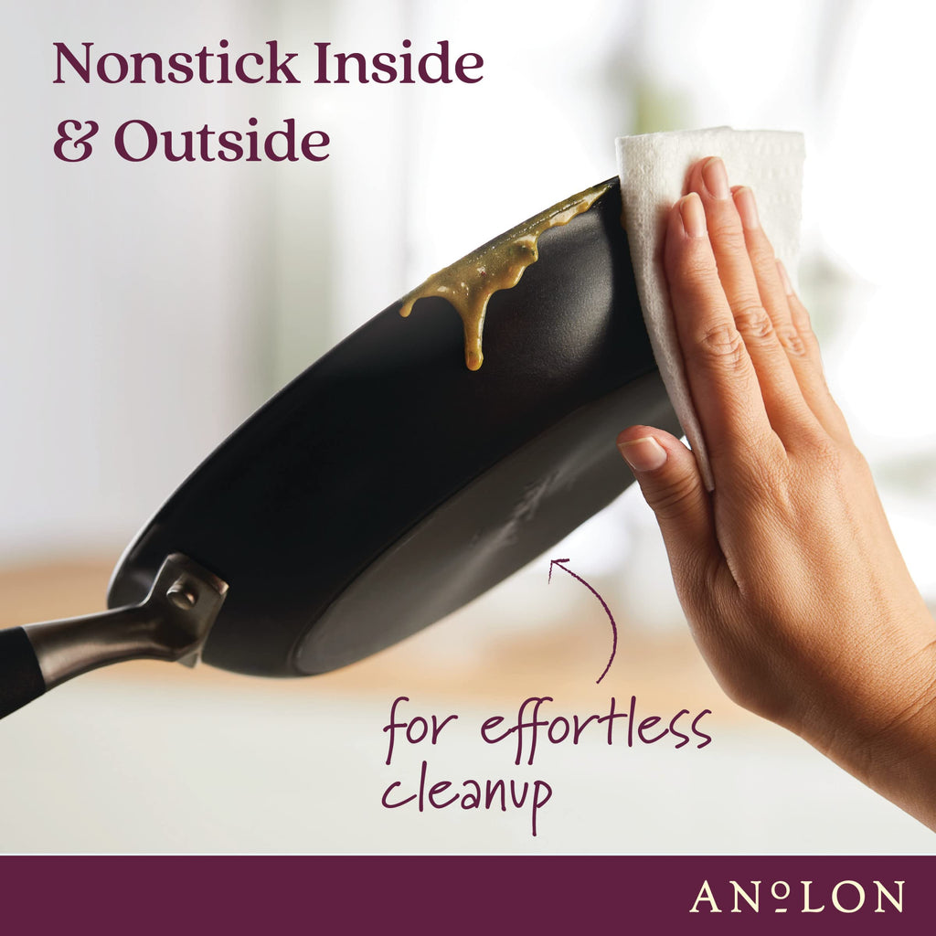 Anolon Advanced Home Hard-Anodized Nonstick Saucepan with Straining Lid, 2-Quart Small Pot, Onyx