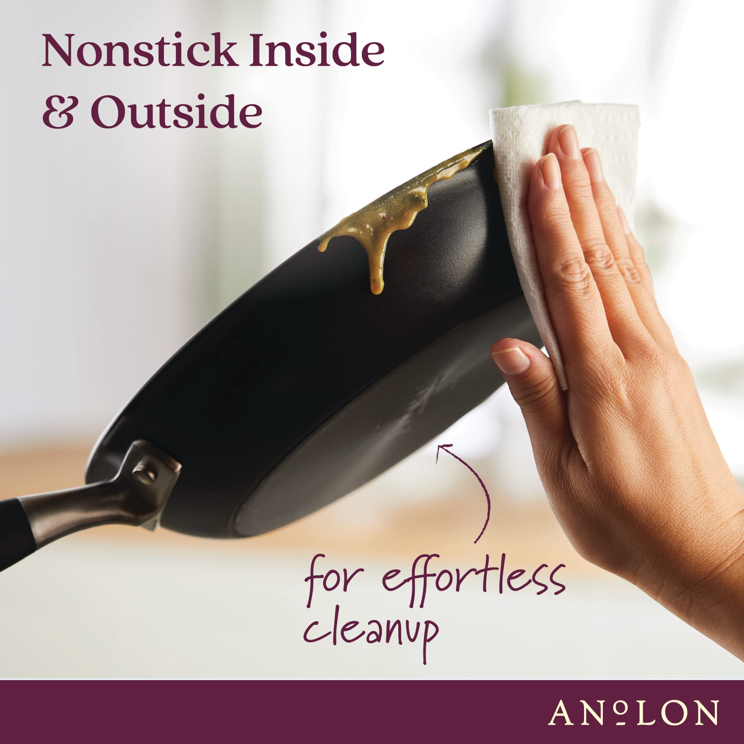 Anolon Advanced Home Hard-Anodized Nonstick Saucepan with Straining Lid, 2-Quart Small Pot, Onyx