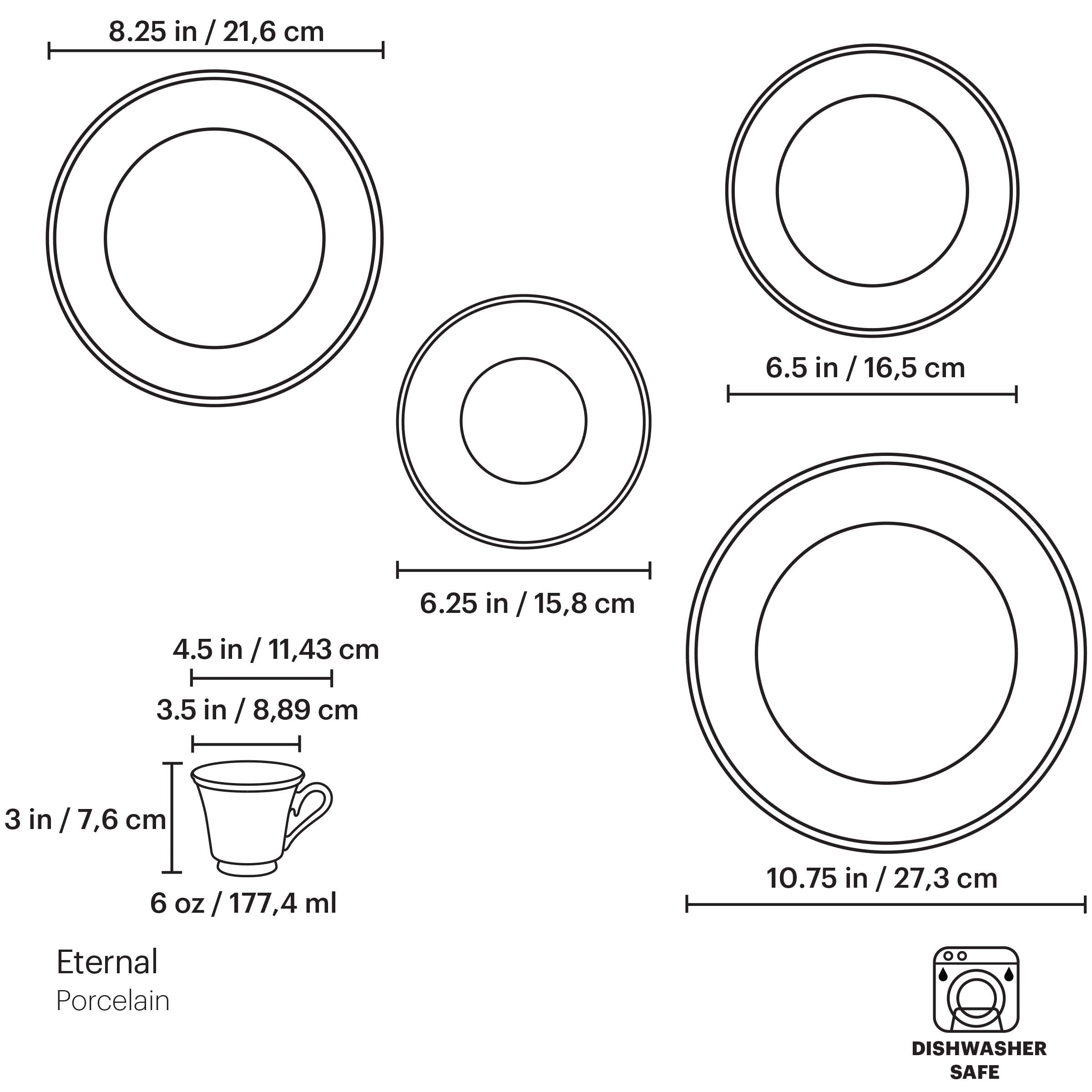 Lenox Eternal Porcelain 5-Piece Dinnerware Set for 1