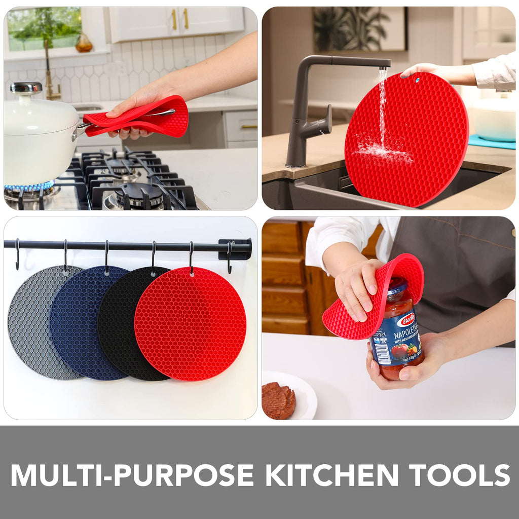 Joyhalo 4 Pack Silicone Trivet for Hot Dishes