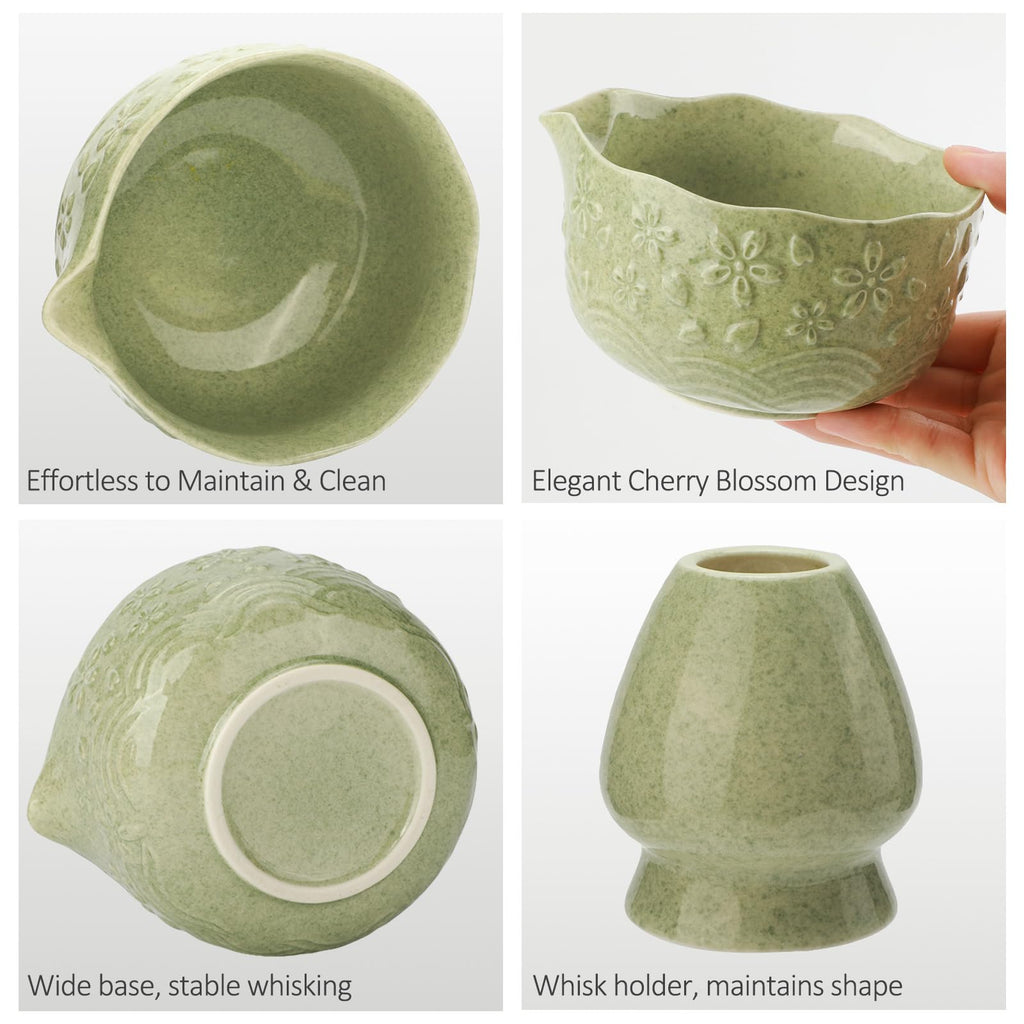 VENSEEN Matcha Whisk Set with Japanese Ceramic Bowl & Whisk, 8-Piece