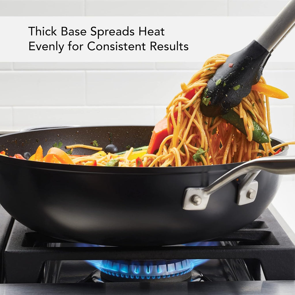 KitchenAid Hard-Anodized Induction Nonstick Stir Fry Pan/Wok with Helper Handle, 12.25-Inch, Matte Black