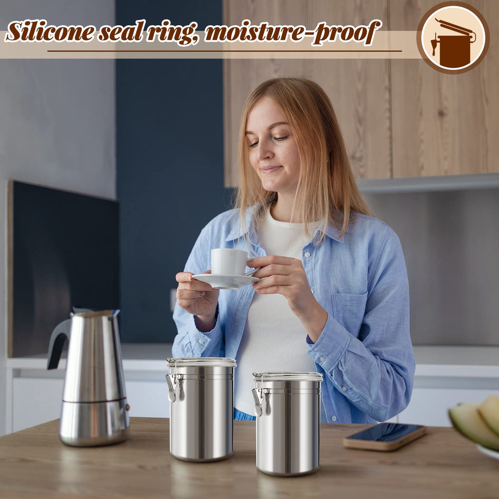 Lallisa 1 Pcs Stainless Steel Kitchen Canister 62 fl oz with Airtight Clear Clamp Lid, Metal Food Storage Container Set for Coffee Bean Ground Coffee Flour Sugar Spice Tea Cereal Snack Candy Pantry