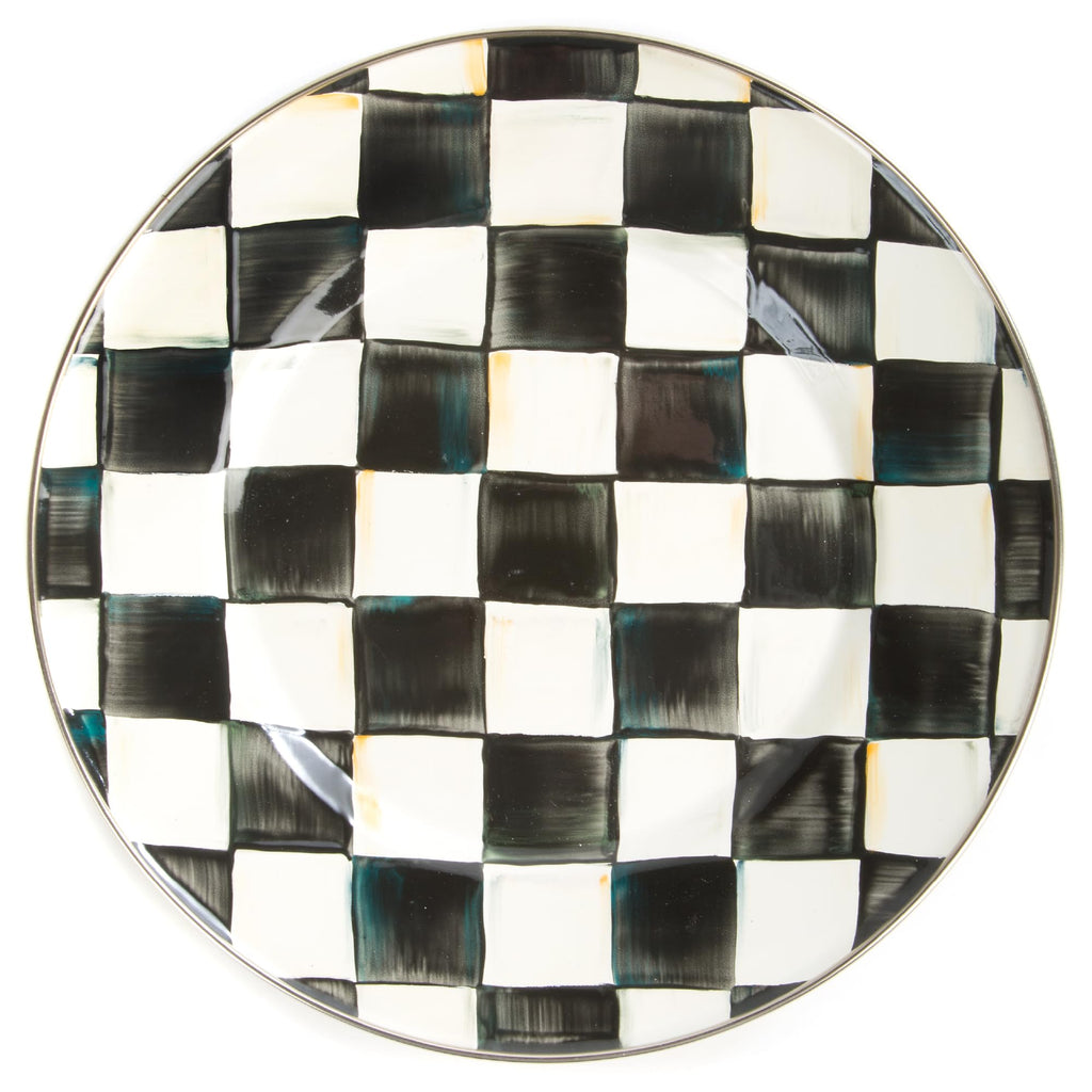 MACKENZIE-CHILDS Enamel Dinner Plate, Black-and-White Courtly Check