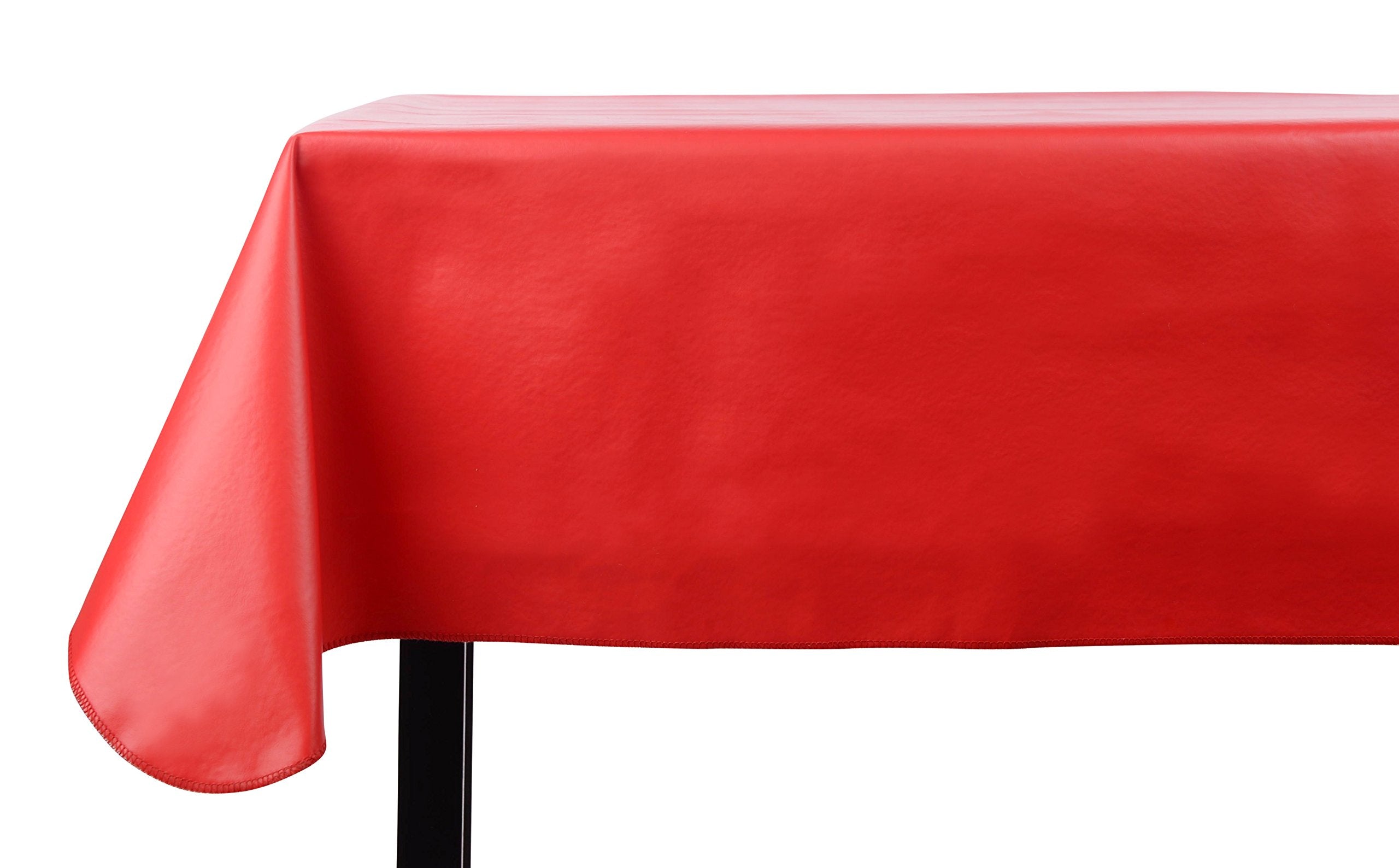 Yourtablecloth Heavy Duty Vinyl Rectangle or Square Tablecloth – 6 Gauge Heavy Duty Tablecloth – Flannel Backed – Wipeable Tablecloth with Vivid Colors & Many Sizes 52 x 108 Ruby Red