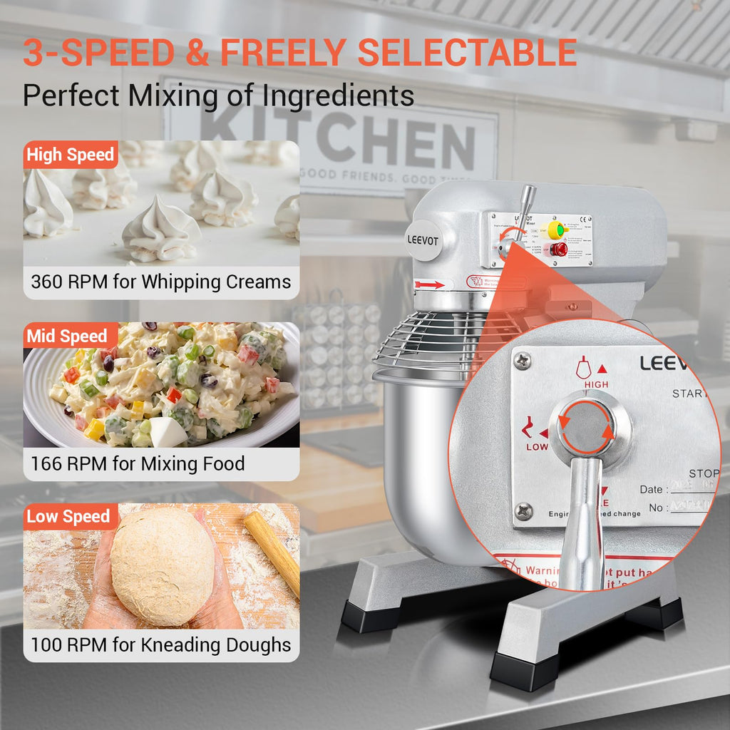 BOSBAK 30 QT Stand Mixer, Commercial Industrial Grade Kitchen Electric Food Mixer with Stainless Steel Bowl, 3 Types of Mixing Tools, Built for Professional Baking: Effortlessly Handles Large Recipes
