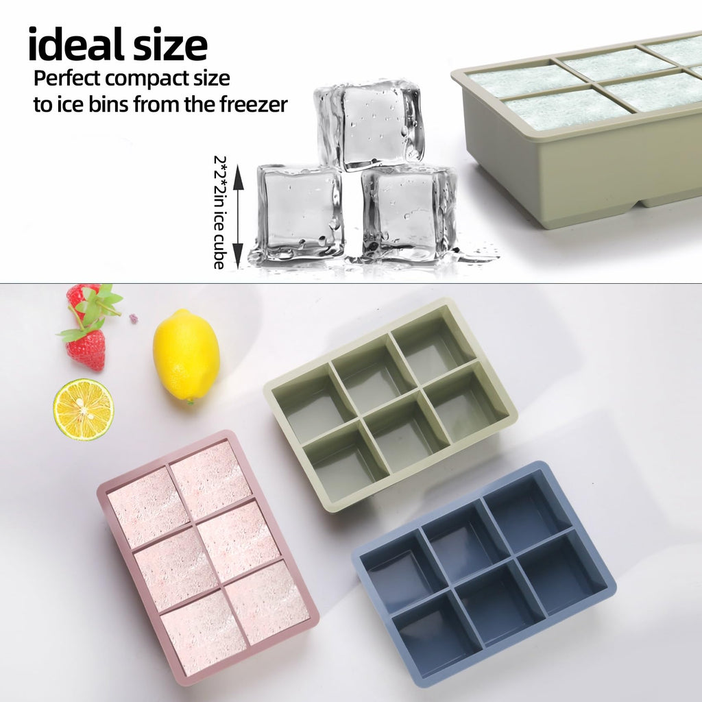 BECOKIT 1/2 Cup Silicone Freezer Tray With Lid,Silicone Freezer Molds 3-Pack For meal prep & freezing of various sauces and other dishes, makes 18 perfect 1/2 cup portions cubes (Multicolor 3 Pack)