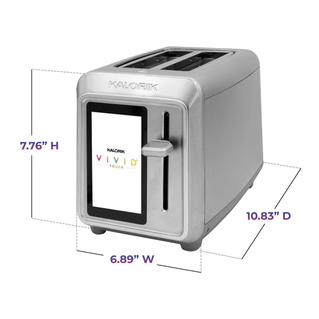 Kalorik Toaster VIVID TOUCH Series 2-Slice with Large High-Resolution Touchscreen and Customizable Cooking Presets by Bread Type, Features Wide Slots and High Lift Lever, 1000-Watts, Stainless Steel