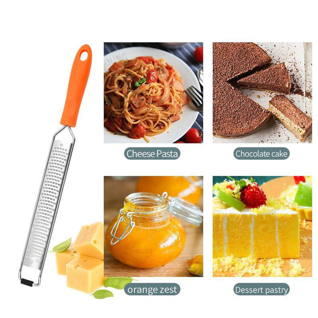 Lemon Zester & Cheese Grater Set of 2,Kitchen Zester Tool for Cheese,Lemon,Nutmeg, Chocolate, Fruits, Vegetables With Protective Cover (Orange)