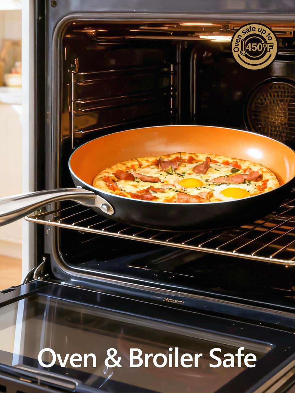 MICHELANGELO 10 Inch Copper Nonstick Frying Pan with Lid, Scratch Resistant Ceramic Coating, Oven and Dishwasher Safe