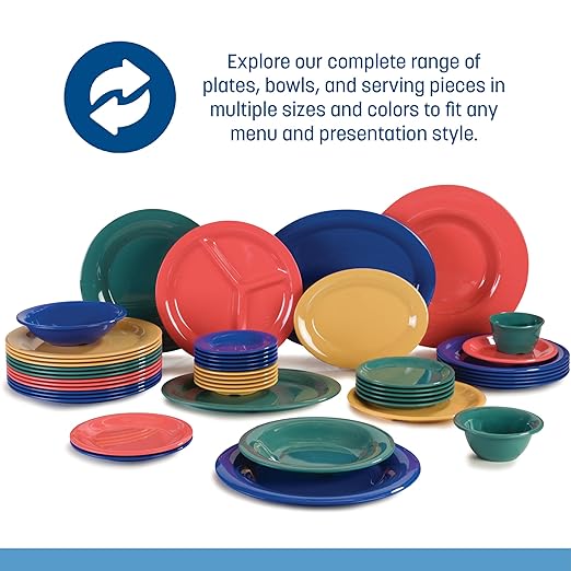 Carlisle FoodService Products Dallas Ware Reusable Plastic Bowl Bouillon Cup Bowl for Home and Restaurant, Melamine, 8 Ounces, Ocean Blue, (Pack of 24)