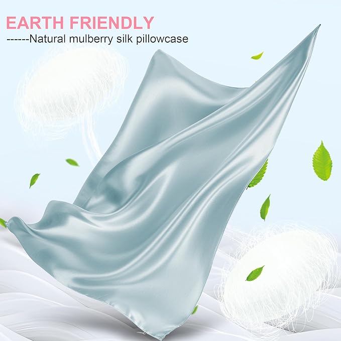 Mulberry Silk Pillow Cases 2 Pack Standard Size 20x26 Inches with Hidden Zipper, Ultra Smooth and Soft Breathable Cooling Silk Satin Pillowcase Set of 2, Better for Hair and Skin, Gifts for Women Men