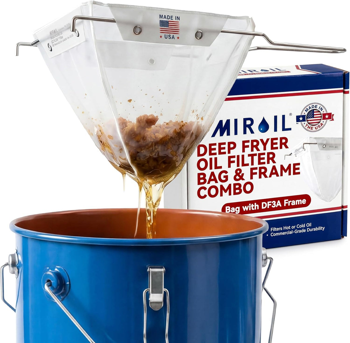 MirOil 6 Gallon Blue Oil Grease Bucket & Filter Pot