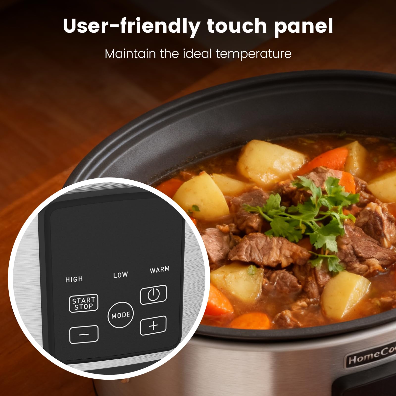 HOMECOOKIN Slow Cooker, Extra Large 10 Quart Digital Programmable Slow Cookers with Timer, Dishwasher Safe Glass Lid & Crock, Kitchen Appliance for Families and Gatherings, Stainless Steel
