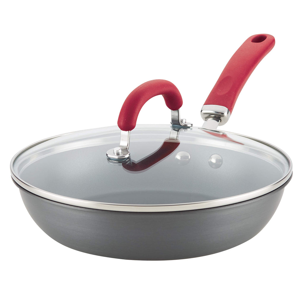 Rachael Ray Create Delicious Deep Hard Anodized Nonstick Frying Pan / Fry Pan / Hard Anodized Skillet - 10.25 Inch, Gray