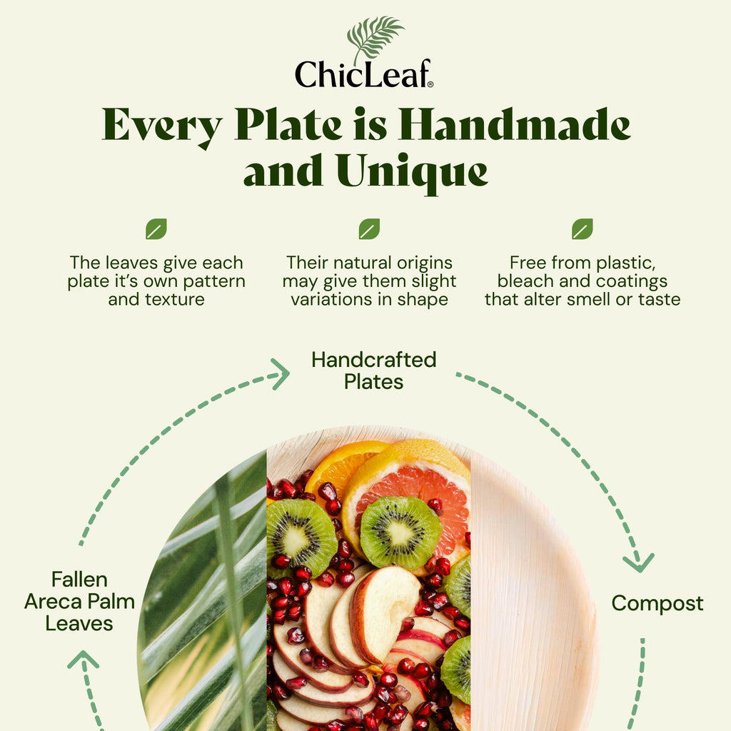 Chic Leaf Palm Leaf Plates - 4 in Square, 50 Pack, Compostable
