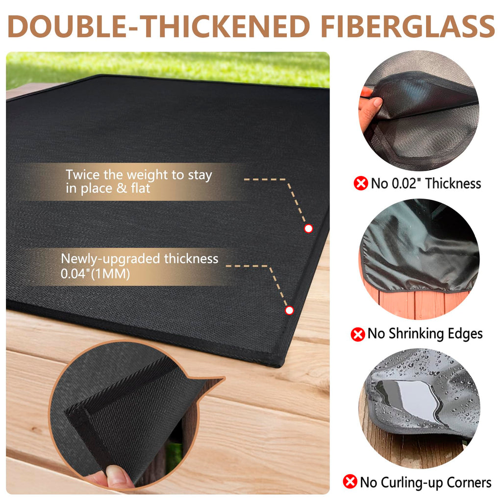 Eongreat 48x30 inch Under Grill Mats for Outdoor Grill, Double-Thickened Fireproof Patio Deck Protector Mat, Oil-Proof Waterproof BBQ Mat for Under Grill, Fireplace/Fire Pit Mat Grill Floor Pads