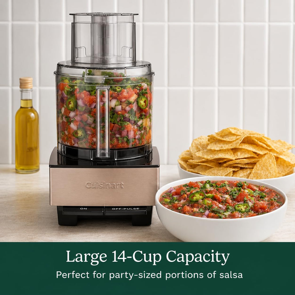 Cuisinart Food Processor 14-Cup Vegetable Chopper for Mincing, Dicing, Shredding, Puree & Kneading Dough, Umber Stainless Steel, DFP-14UMBY