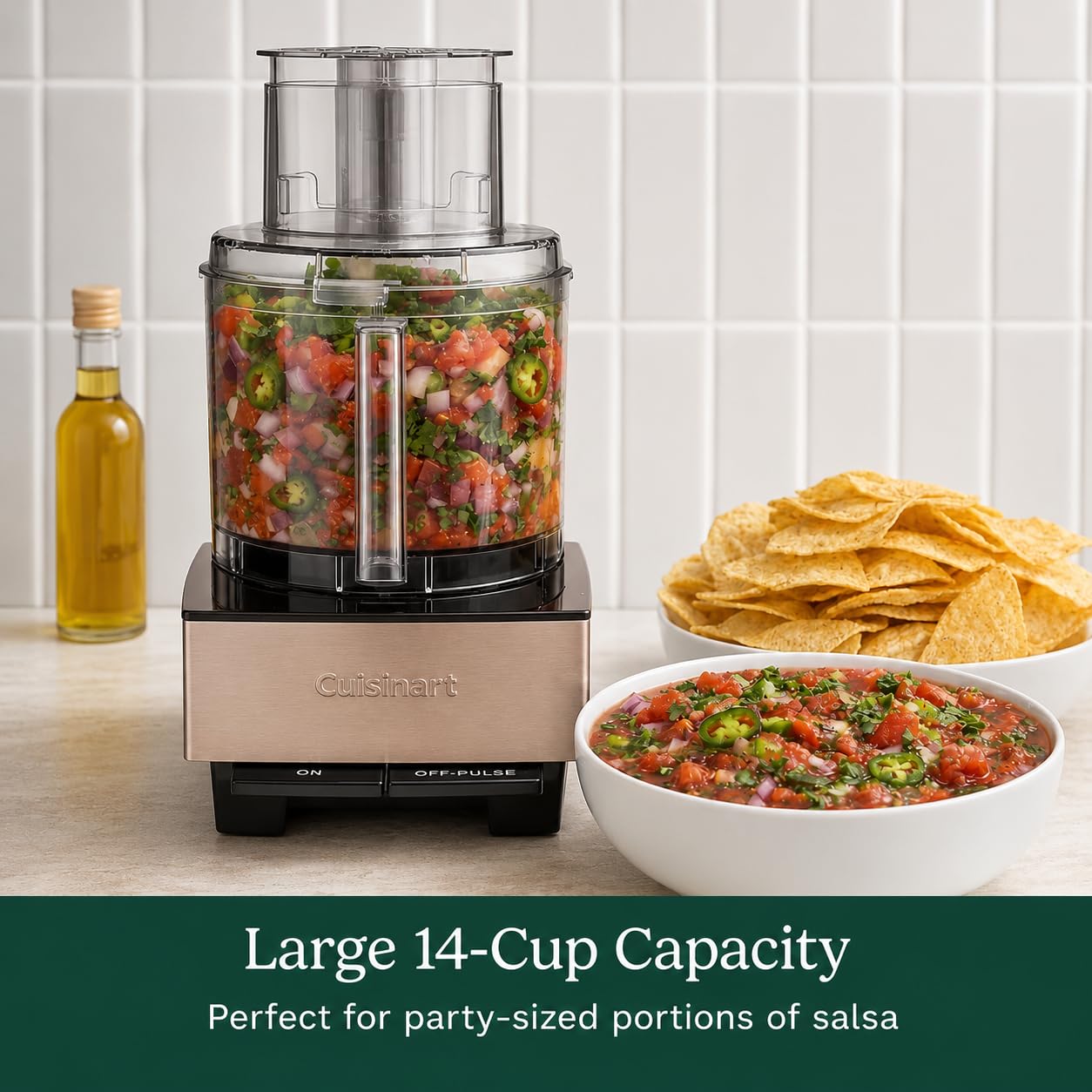Cuisinart Food Processor 14-Cup Vegetable Chopper for Mincing, Dicing, Shredding, Puree & Kneading Dough, Umber Stainless Steel, DFP-14UMBY