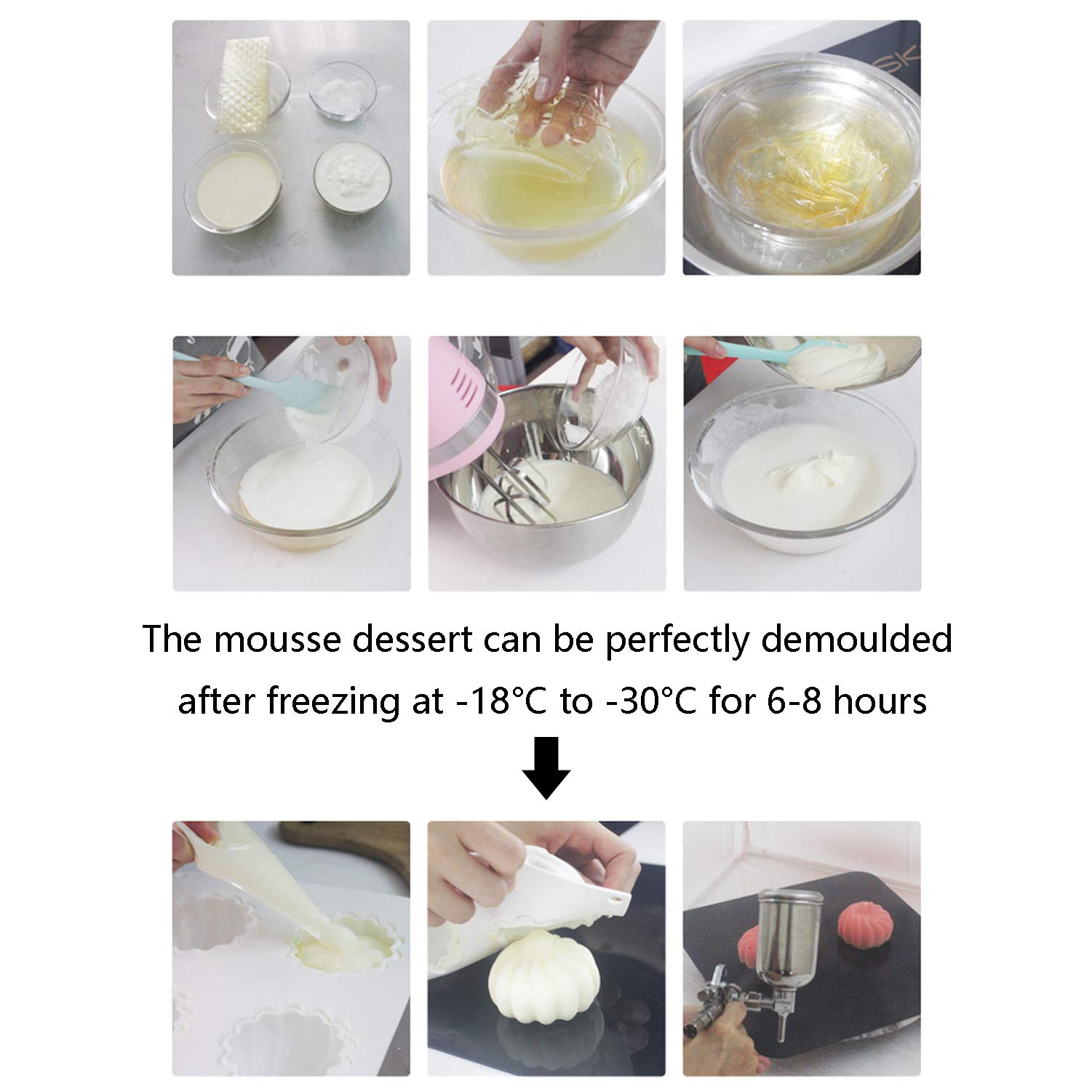 OCPO Kitchen Stone Round Silicone Mold for Baking Mousse Cake, 8 Cavities