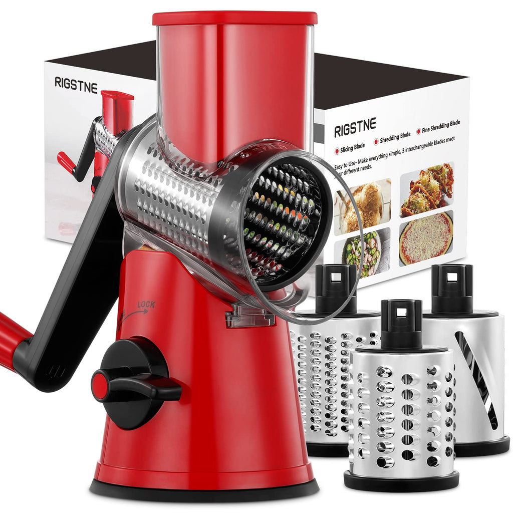 Geedel Rotary Cheese Grater Hand Crank, Cheese Shredder Mandoline Slicer