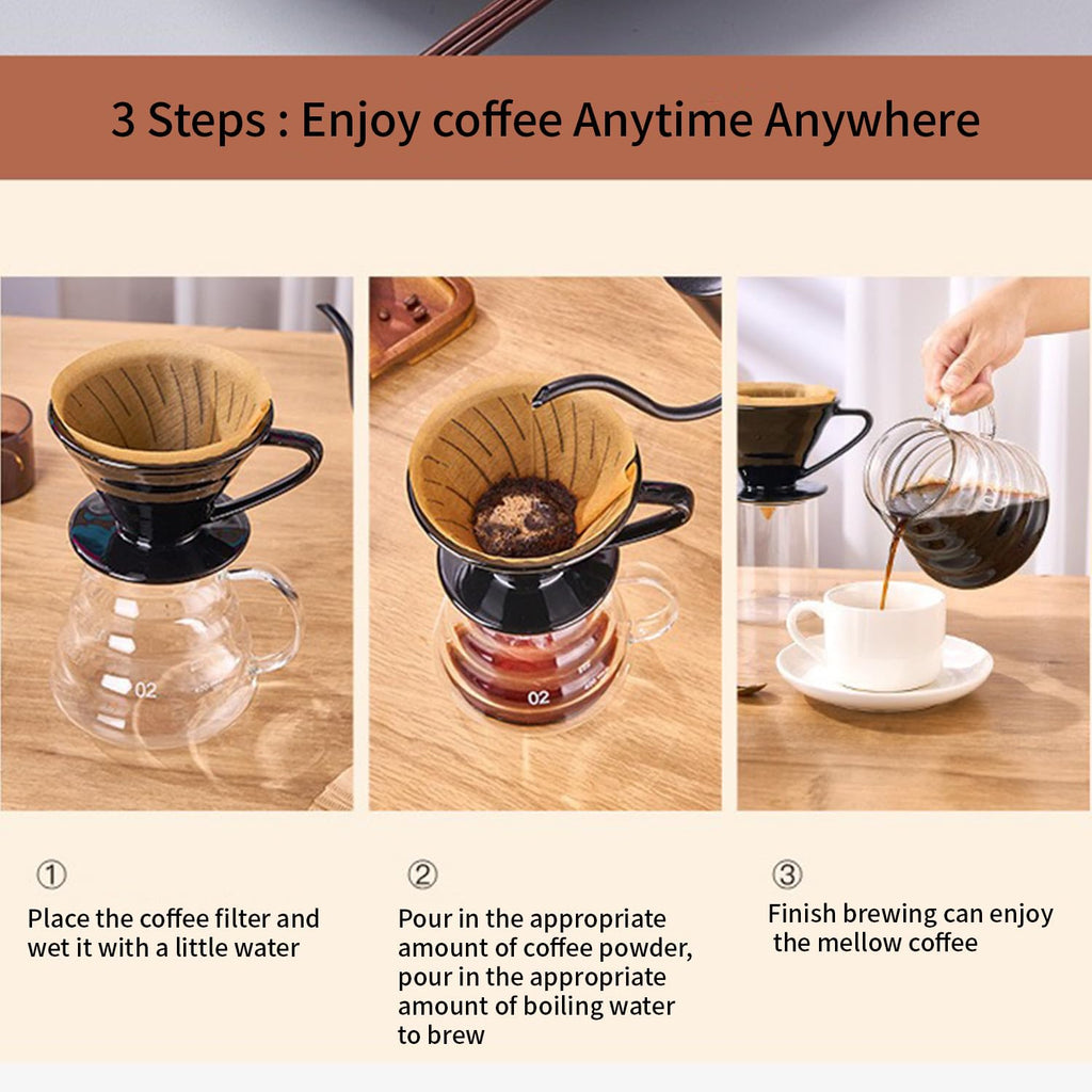 Marirao Pour Over Coffee Maker, Single Cup Coffee Dripper, Manual Porcelain Slow Brewing Accessories for Travel, Camping, Office, Home, Cafe, Coffee Gifts (Black, Large)