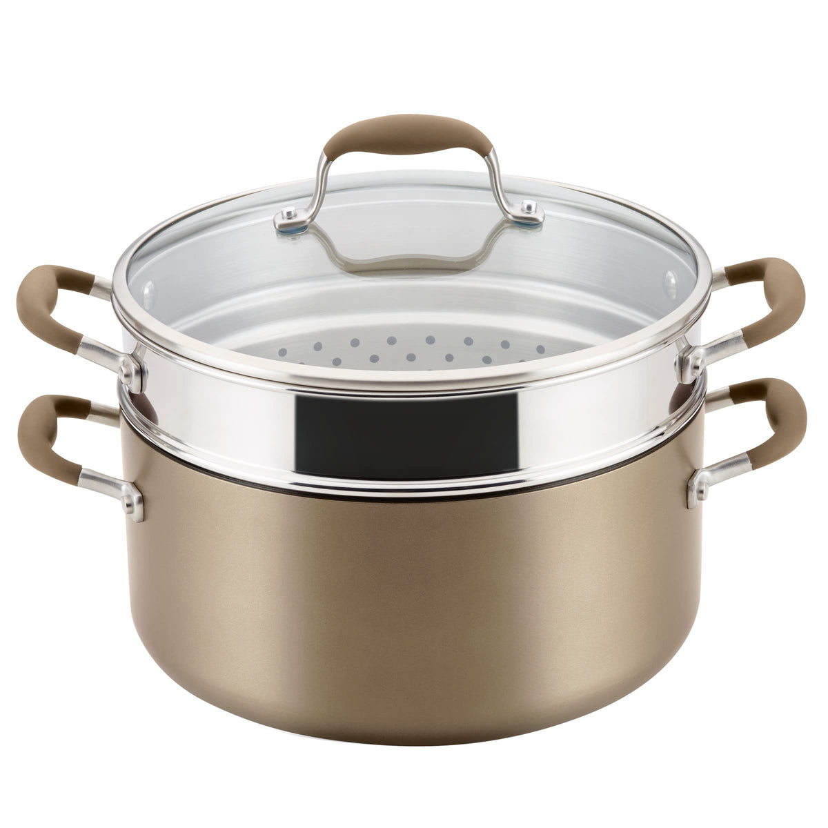 Anolon Advanced Home Nonstick Saucepan with Straining Lid, 2-Quart, Onyx