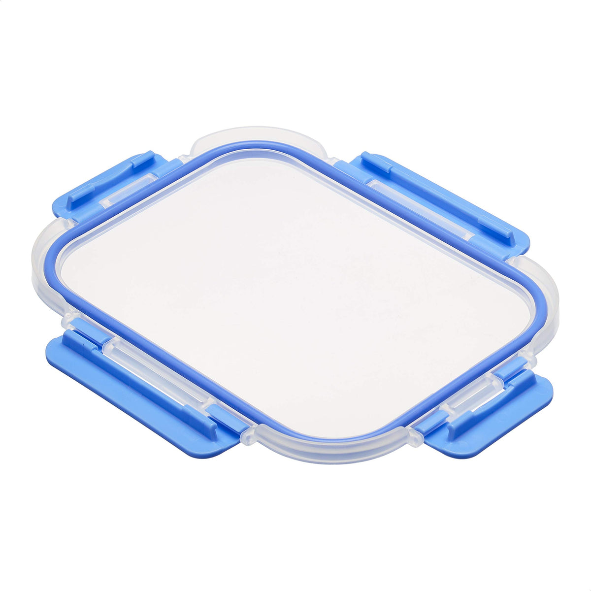 Glass Food Storage Containers, Leak Proof, Oven Safe, Easy to Clean, Stain Resistant, Set of 7, 14 Pieces Including Lids, BPA-Free, Clear with Blue Silicone Ring