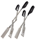 Shark BBQ Tongs for Steaks, 2-Pack 17" & 13" Professional Kitchen and Outdoor Grilling Utensil Set, by Shark BBQ Grill Tongs -(Black)