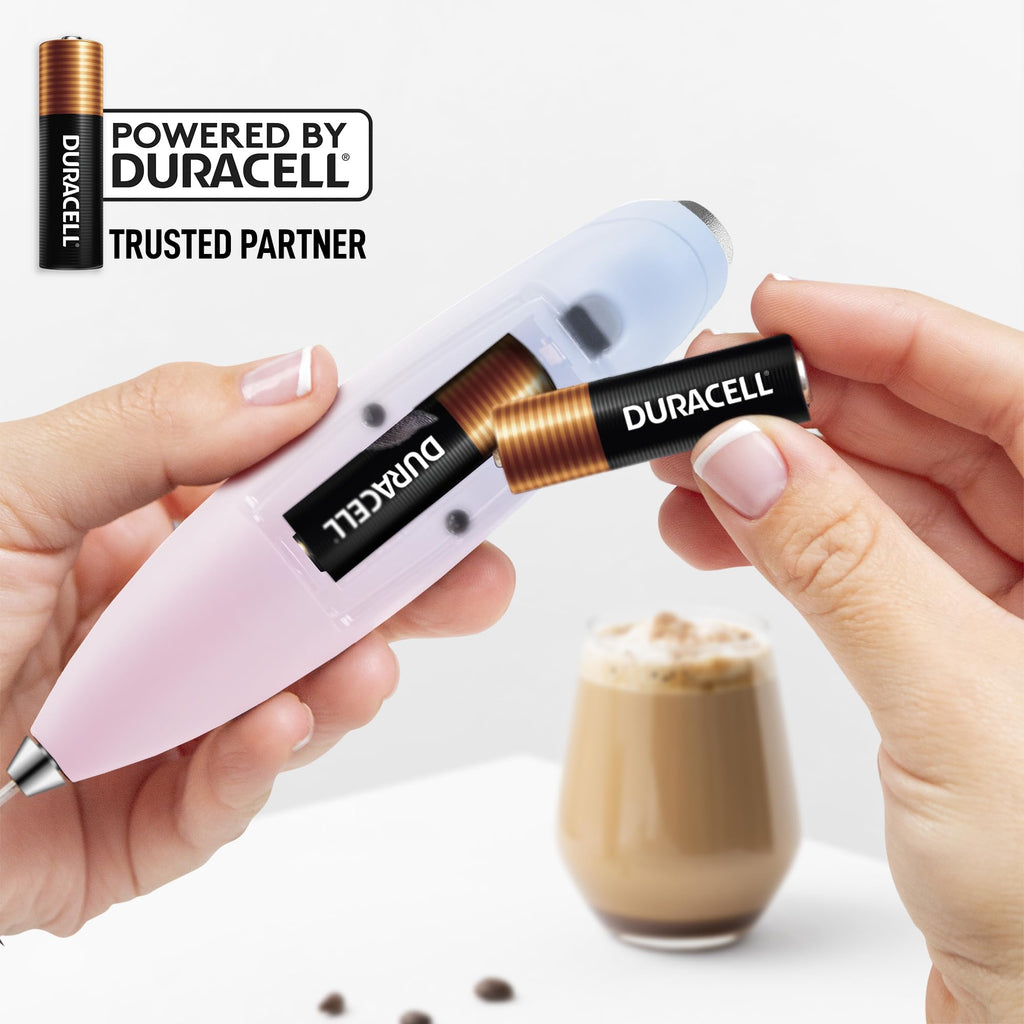 Zulay Kitchen Powerful Milk Frother Wand With Duracell Batteries - Ultra Fast Handheld Drink Mixer - Electric Whisk Foam Maker for Coffee, Lattes, Cappuccino & Matcha - Triple Whisk - Orchid Bloom