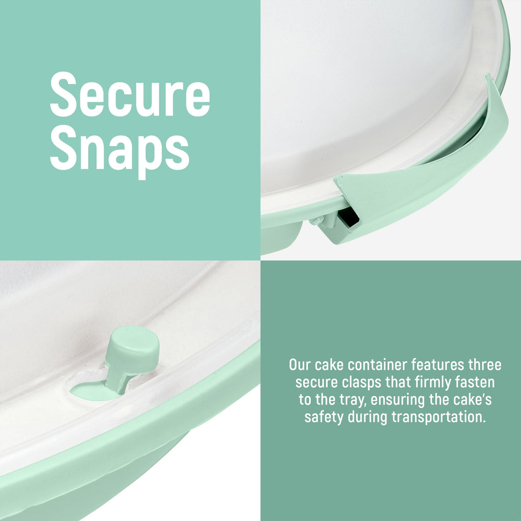 Tribello Extra Large Cake Storage Container, Cake Carrier With Handle Holds Cake 12 X 12 X 5 (Mint Green)