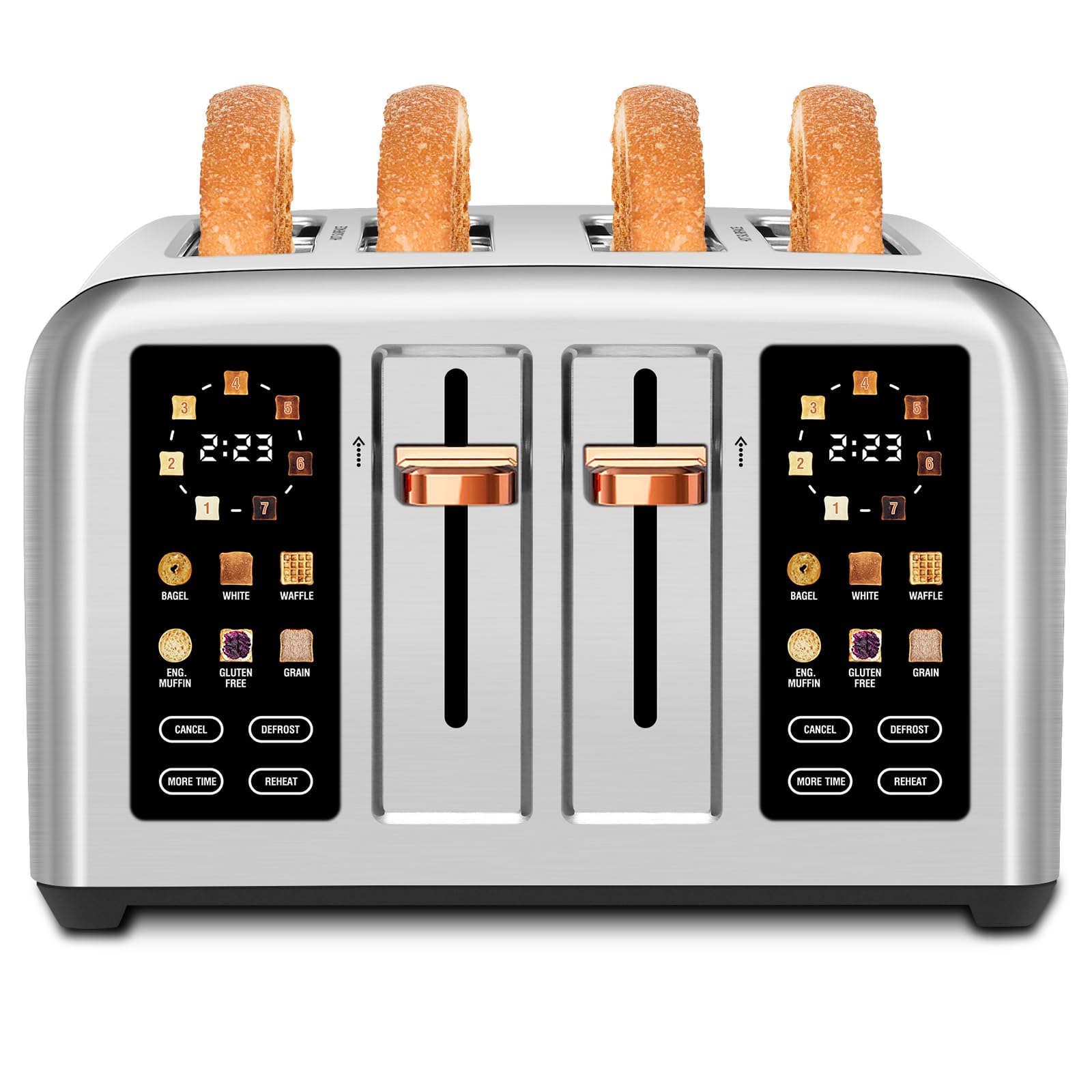 SEEDEEM 4-Slice Touchscreen Toaster, Stainless, 7 Shade, 1800W, Silver