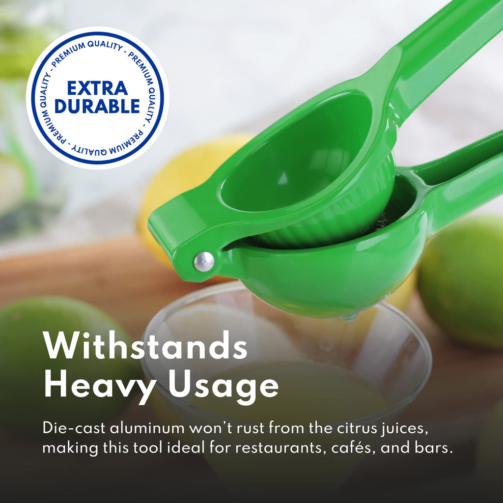 New Star Foodservice Lime Squeezer, Commercial Restaurant Grade Enameled Aluminum Citrus Press, Manual Hand Juicer for Limes, Lemons, and Small Citrus, Green