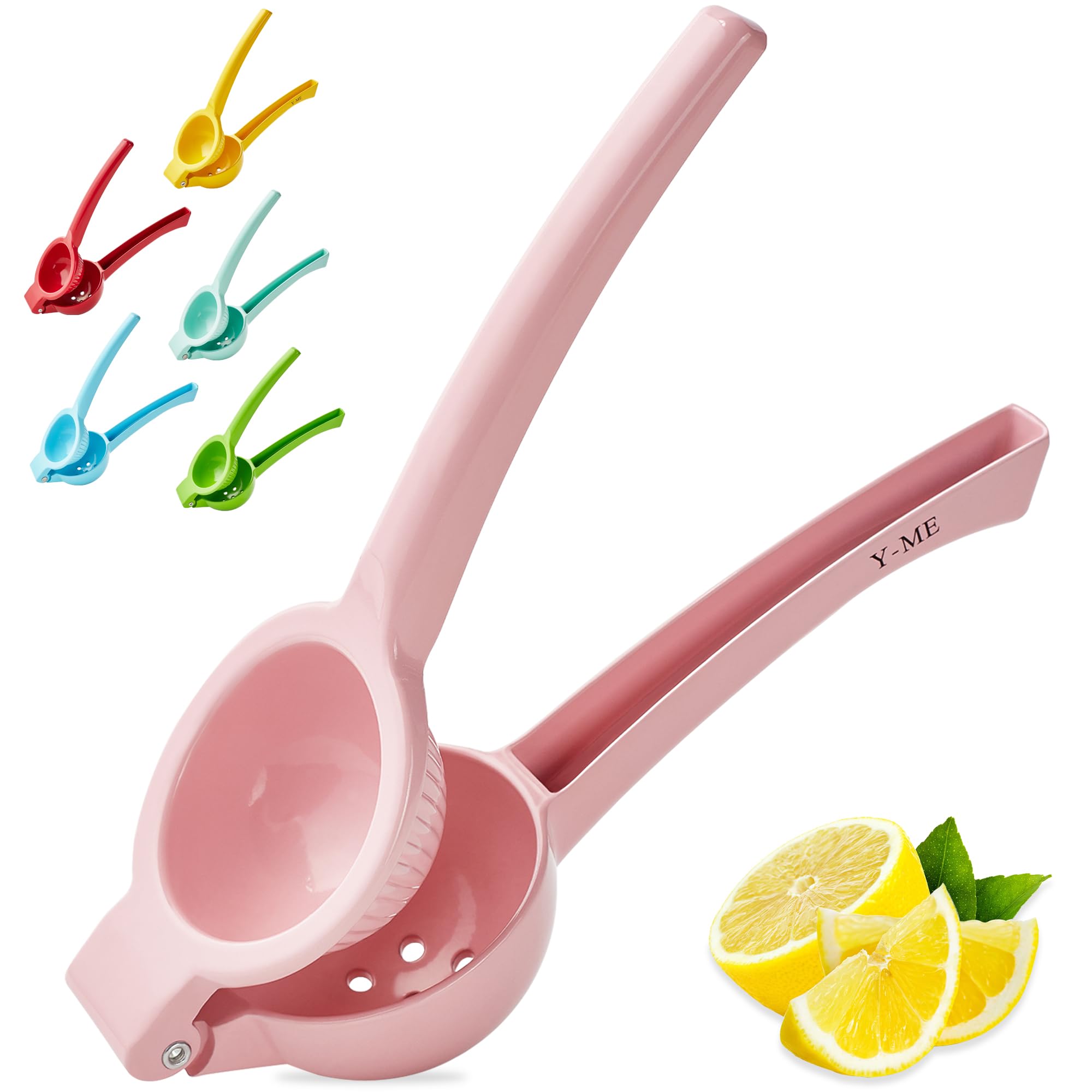 Y-ME Manual Juicer Citrus Lemon Squeezer, Fruit Juicer Lime Press Metal, Professional Hand Juicer Kitchen Tool(Pink）