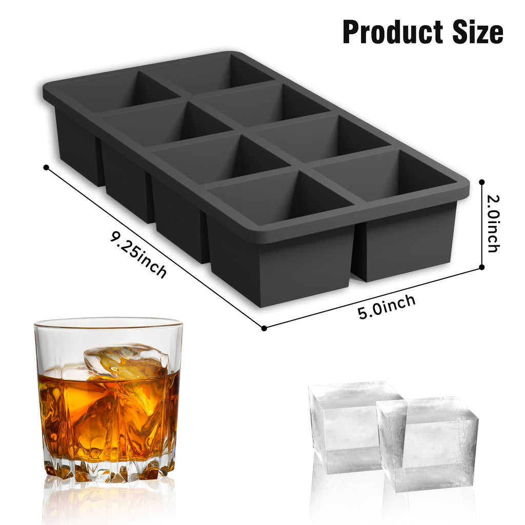 Samuelworld Premium Ice Tray Combo (16 Ice Cube/6 Ice Ball), New Upgraded Large Ice Sphere Maker Ice Cube Trays, Spill-Free Integrated Funnels, Whiskey Bourbon Cocktails Ice mold, Black(With Ice Bags)