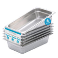 BIRDROCK HOME Stainless Steel Steam Table Pan - Hotel, Restaurant & Catering Supplies - 24 Gauge Steel, 2 qt Capacity - Meal Prep, Cooking, & Food Storage Container - 2.5" Depth, 1/4-Size (6 Pack)