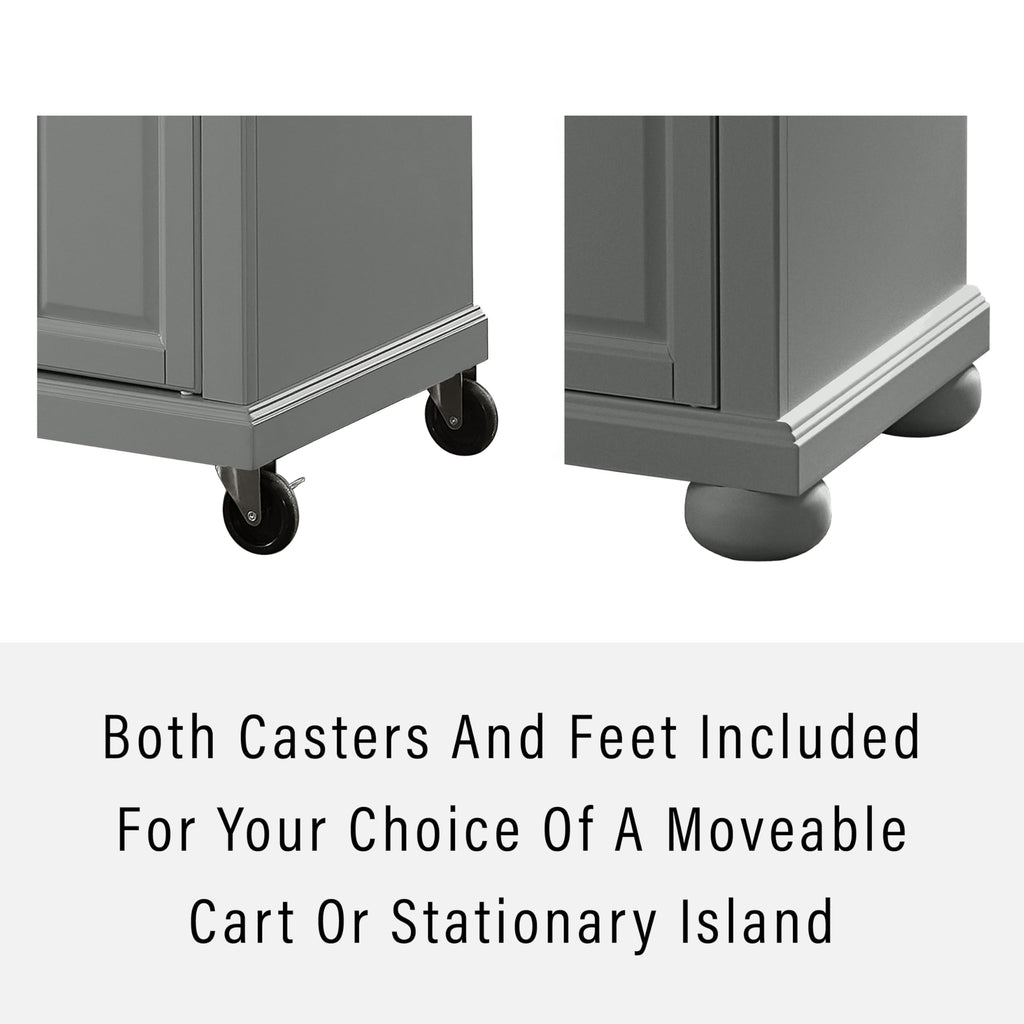 Crosley Furniture Alexandria Granite Top Rolling Kitchen Island Storage Cart, Microwave Stand, Spice Rack, Gray