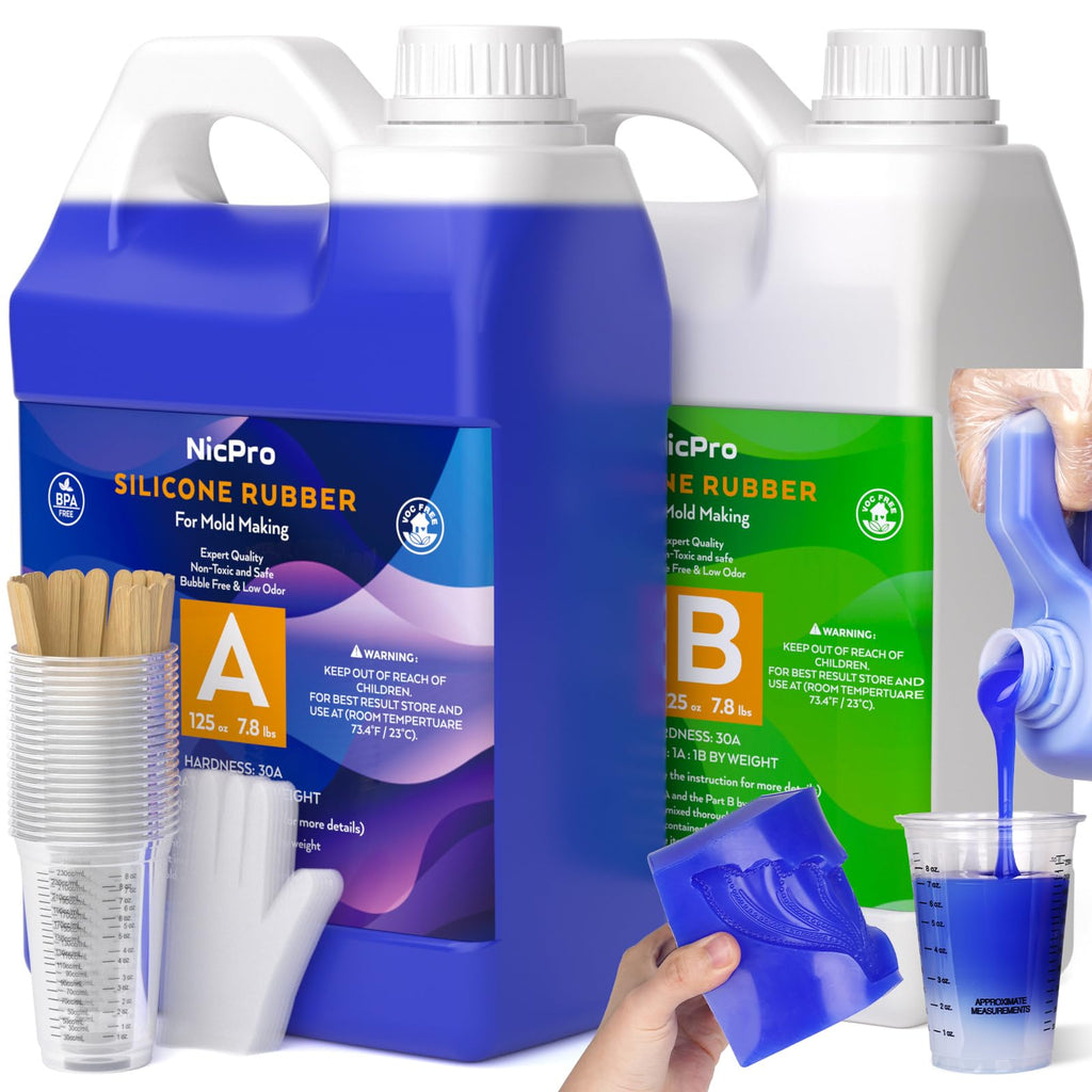 Nicpro 250oz Silicone Mold Making Kit 30A, Platinum Liquid Silicones Rubber