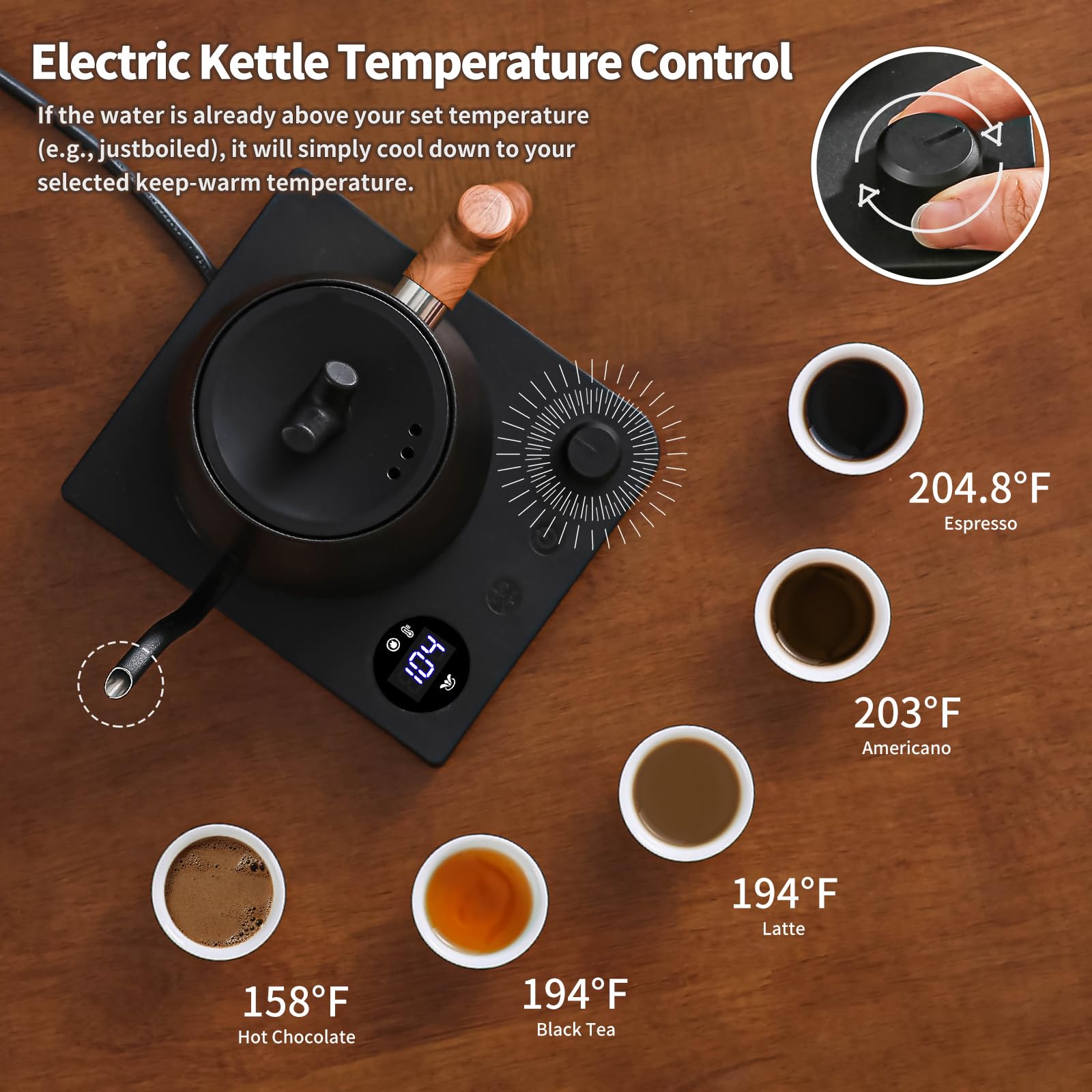 MOUTIUS Water Kettle Electric,Gooseneck Electric Kettle with 50pcs Coffee Filter,±1℉ Temperature Control, Fast Heating, Stainless Steel Interior, Ideal for Precise Pour-Over Coffee and Tea