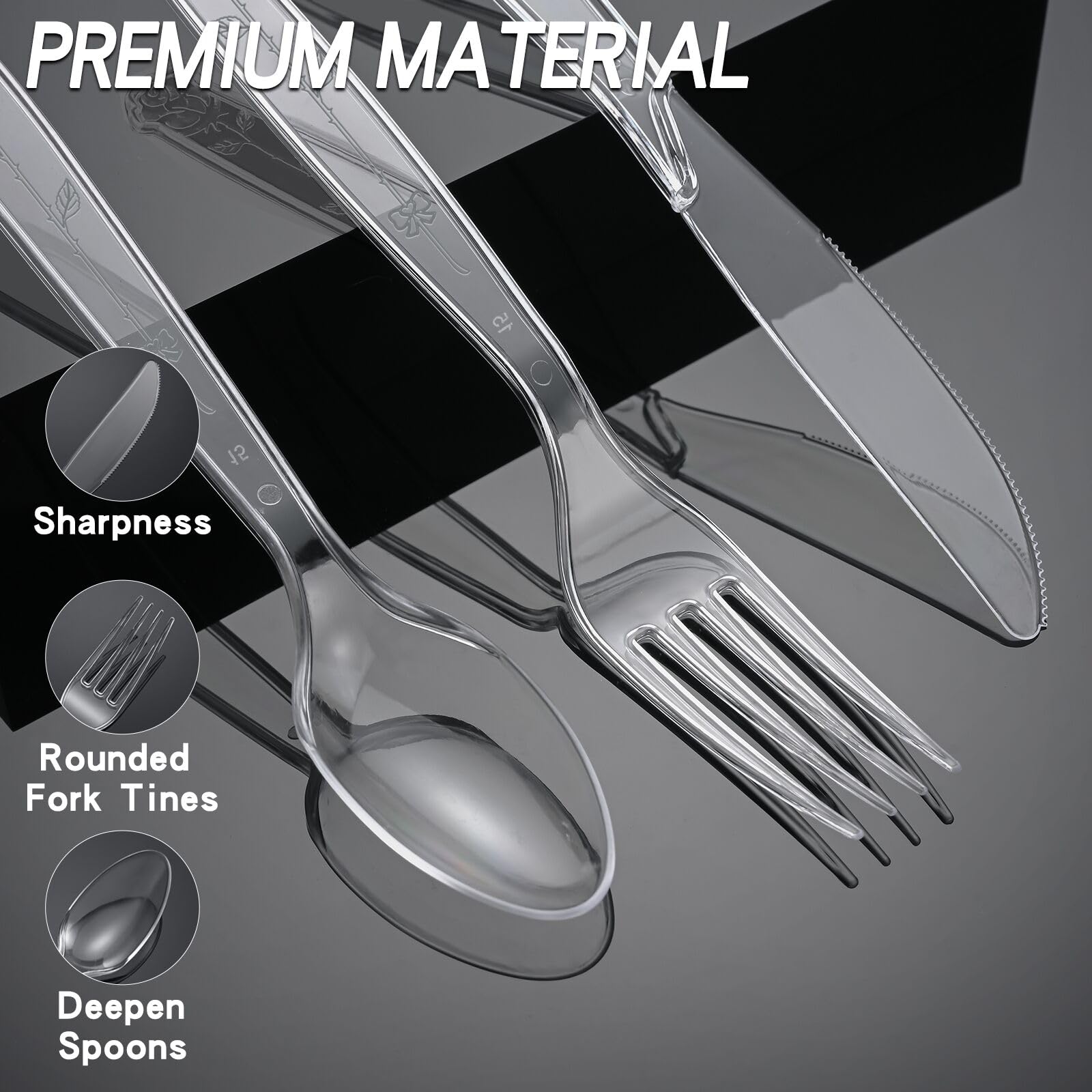 350pc Heavy Duty Plastic Silverware Set: 150 Forks/150 Spoons/50 Knives