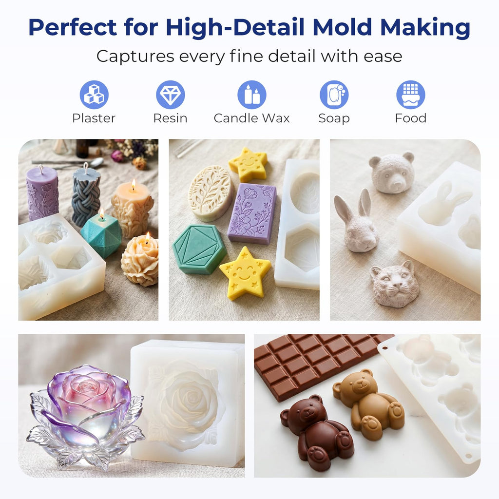 Nicpro 250oz Silicone Mold Making Kit, 15A Platinum Liquid Silicones Rubber