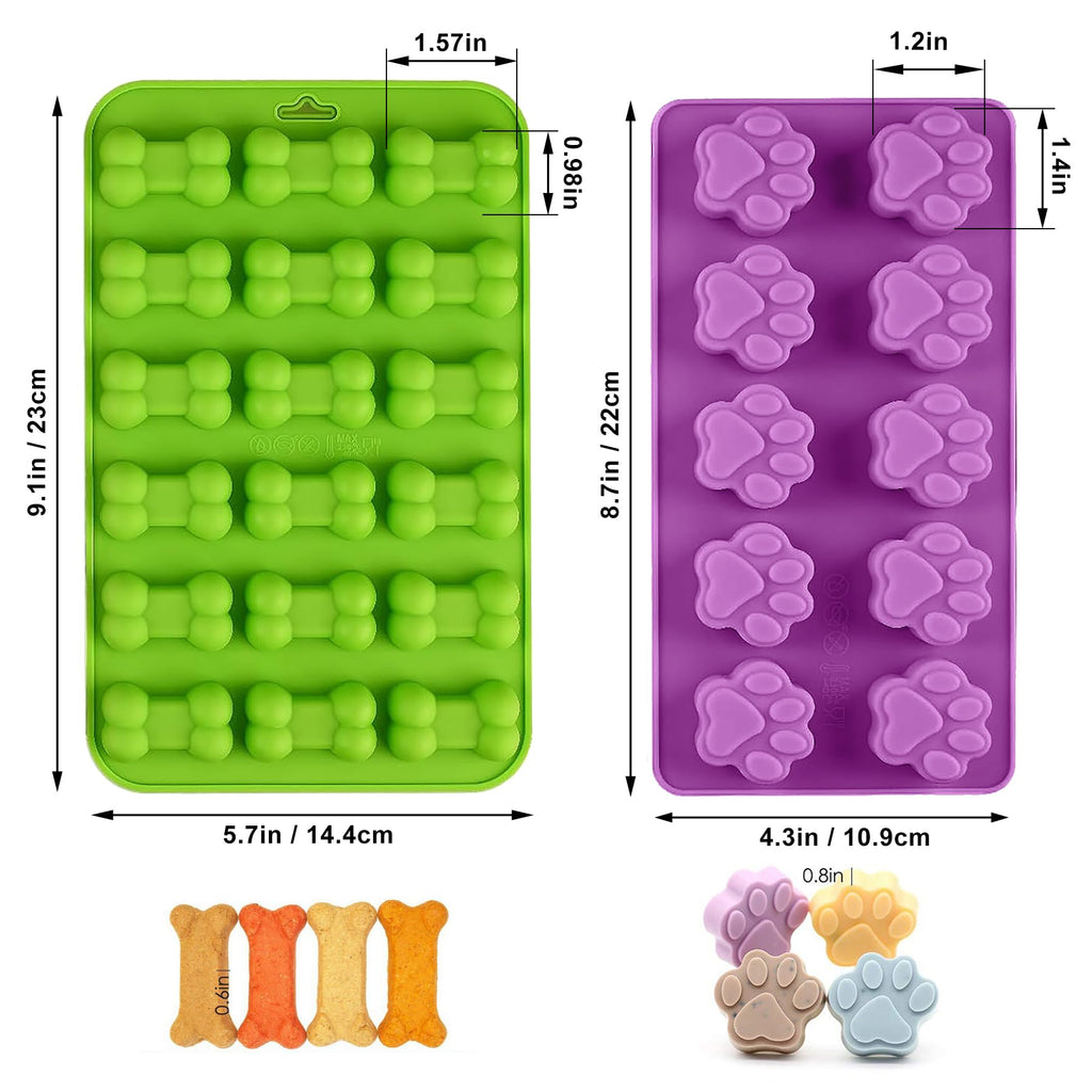 SAGOOITS 8PCS Silicone Molds Puppy Dog Paw and Bone Shape, Reusable Silicone Chocolate Molds, Non-Stick gummy molds, Dog Treat Molds, Used for Chocolate, Candy,Pudding, Jelly,Ice Cube,Biscuits