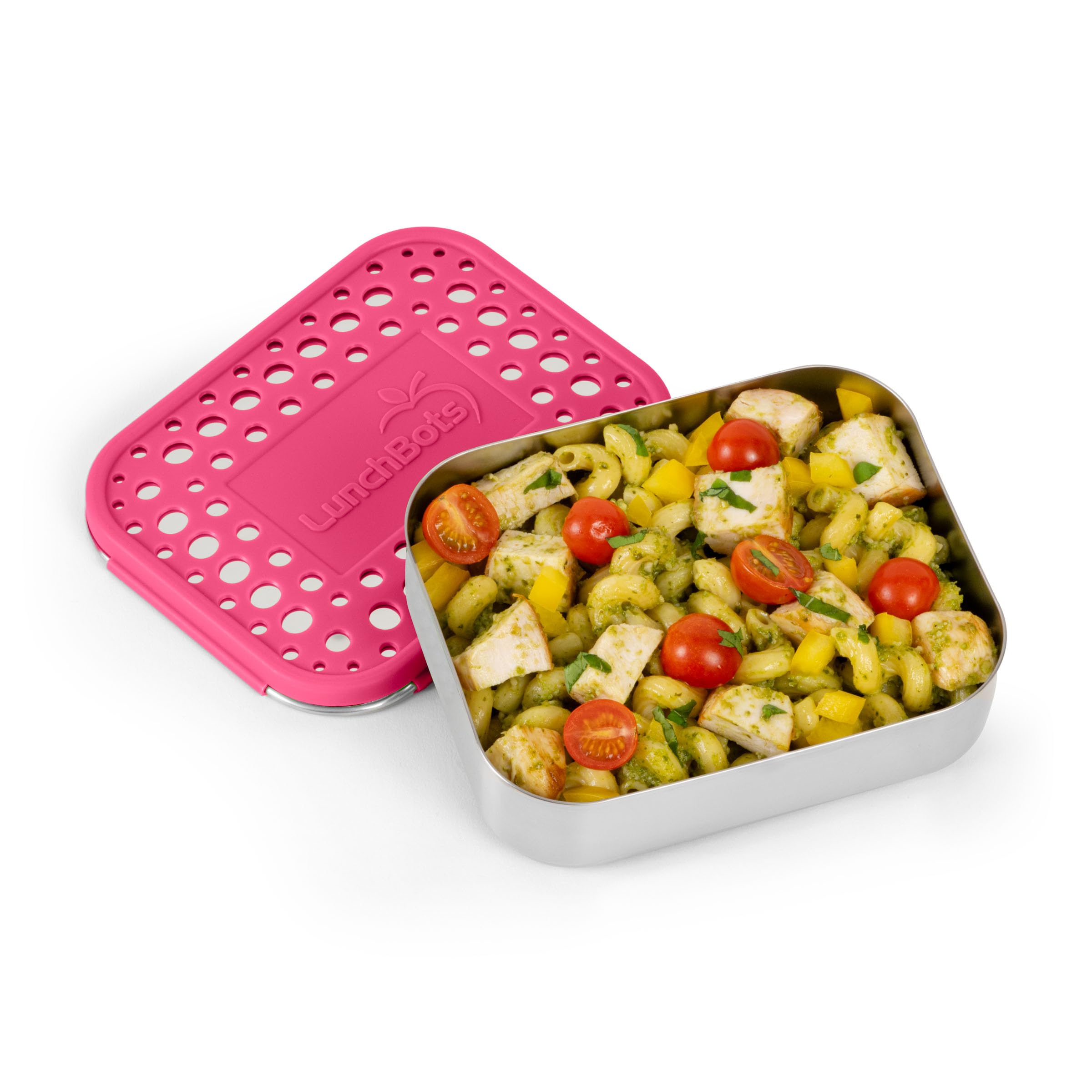 LunchBots Medium Uno Stainless Steel Kids Bento Box 1-Section Pink 20oz