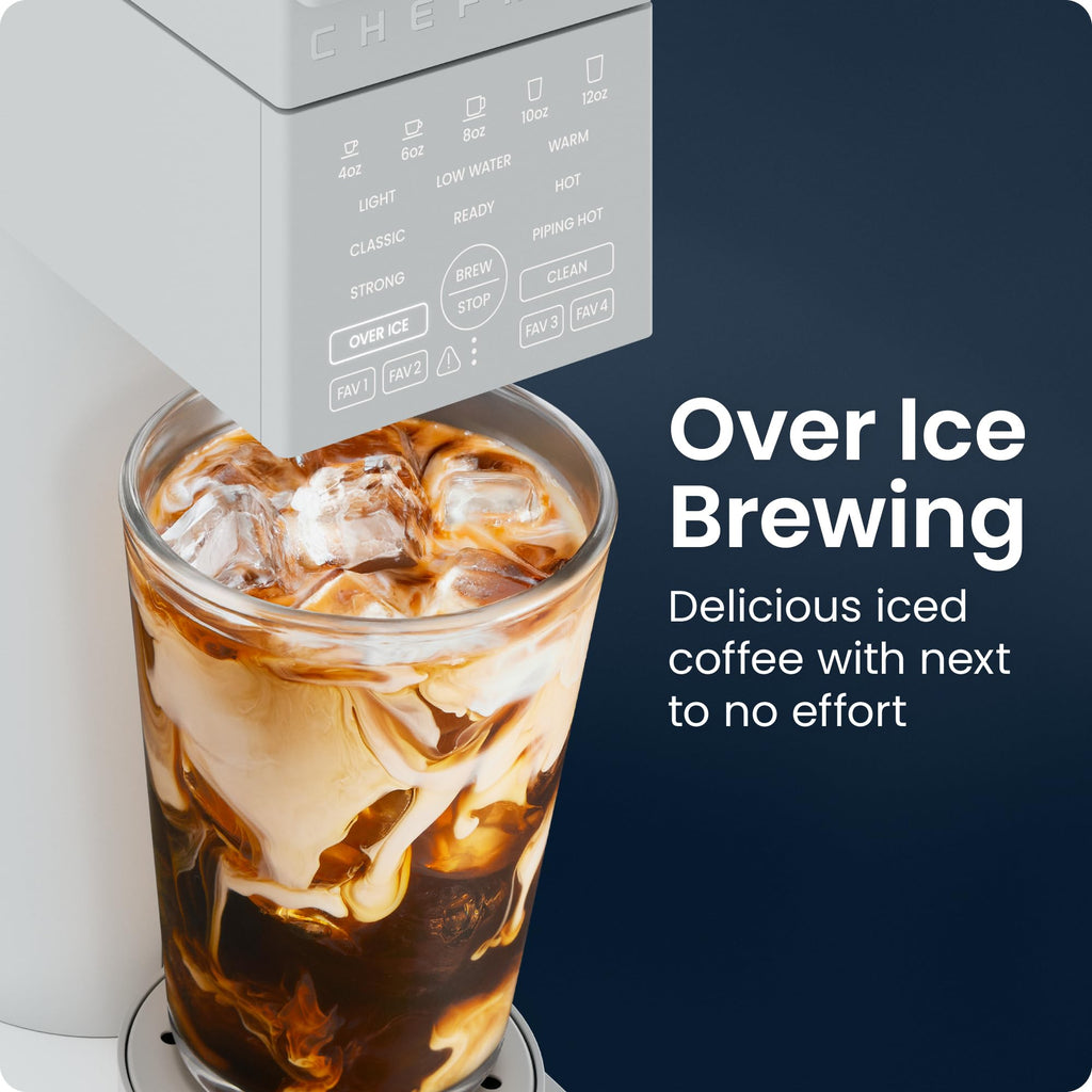 Chefman Caffeinator Single Serve Coffee Maker, Brew Kcups & Grounds, Drip Coffee Machine with Brew Strength Settings, Iced Coffee Function, 45 oz. Removable Water Reservoir