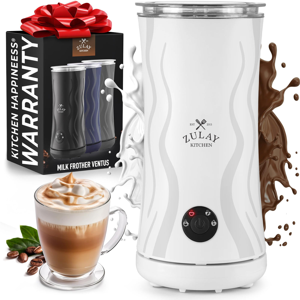 Zulay Powerful Milk Frother for Coffee with Upgraded Titanium Motor - Handheld Electric Whisk, Milk Foamer, Mini Mixer & Coffee Blender for Frappe, Latte, Matcha, No Stand - Pristine Teal