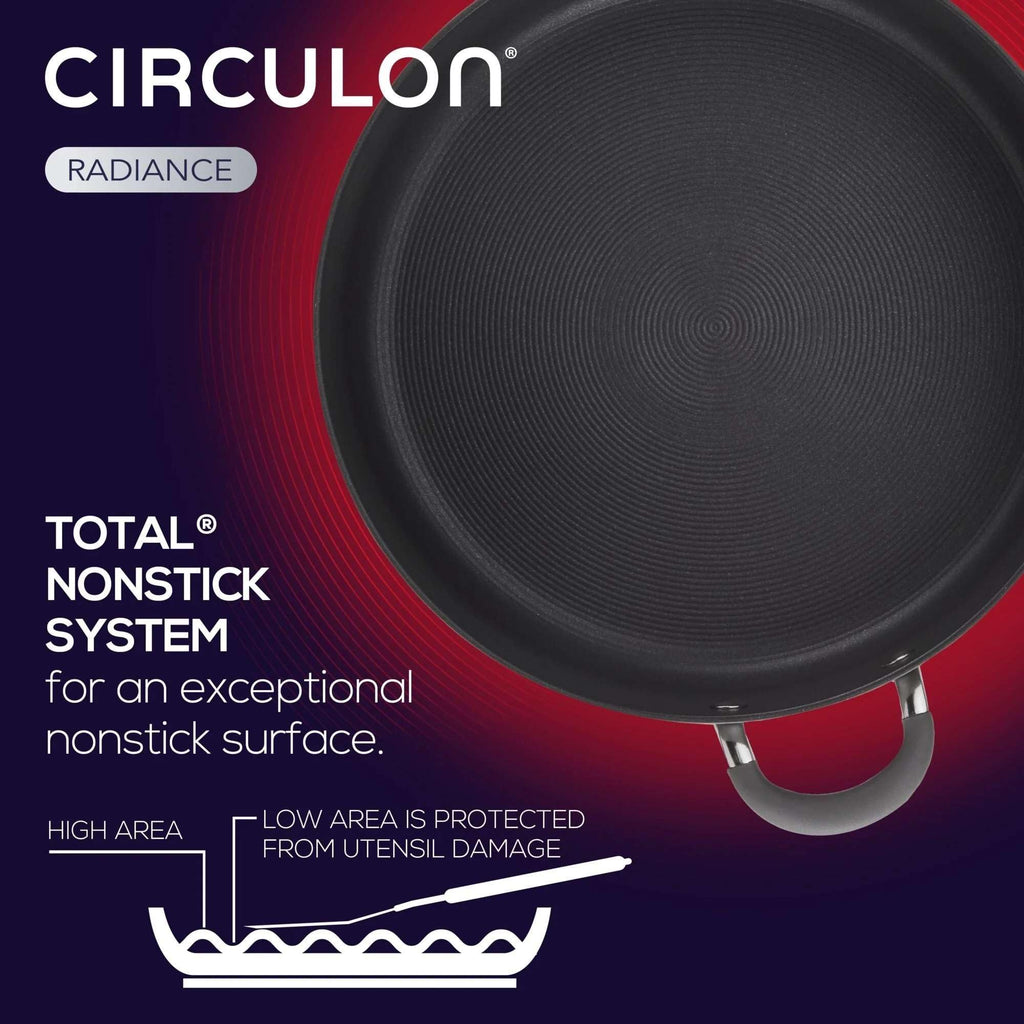 Circulon Radiance Hard Anodized Nonstick Frying Pan, Dishwasher Safe, Oven Safe Skillet Set, Frying Pan Cookware Set, 2-Piece, Gray