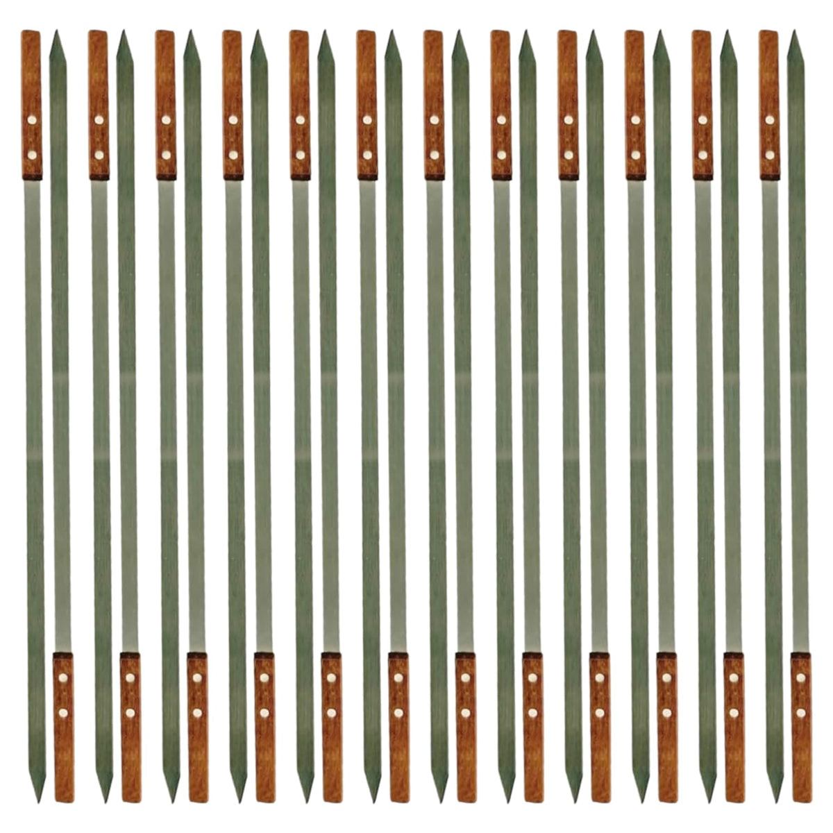 Premium Stainless Steel Barbecue Skewers BBQ Outdoor Grill Skewer stick Barbecue Fork with Solid Wood Handle for Grilling Shish Kebob Koubideh Persian Brazilian Kebab 1" wide + 1 Free Skewer (6pcs)