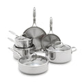 GreenPan Valencia Pro Tri-Ply Stainless Steel 10 Piece Cookware Set, Induction Ready Pots & Pans, Mirror Finish, Dishwasher & Oven/Broiler Safe to 600F, Compatible with All Cooktops